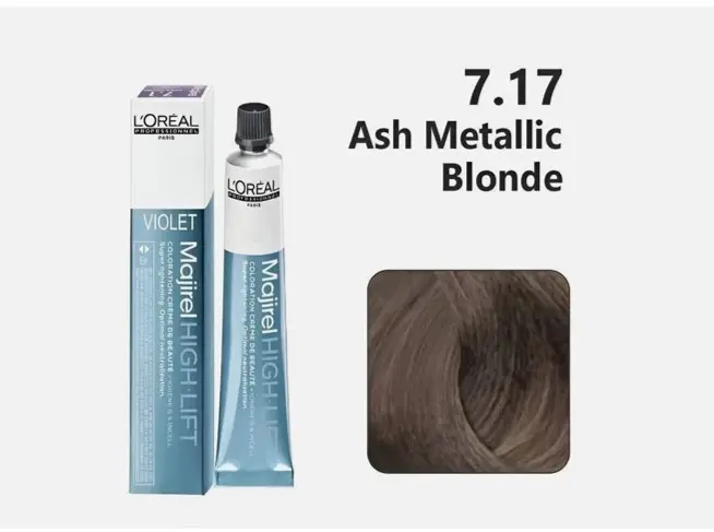 Majirel - Loreal - Hair Coloring - Ash Metallic Blonde - Color# 7.17 - 50ml 